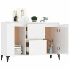 VidaXL Buffet Blanc brillant 104x35x70 cm Aggloméré -Buffets & bahuts Soldes image 3 806118