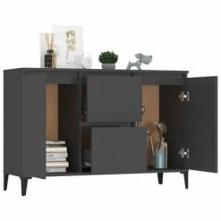 VidaXL Buffet Gris brillant 104x35x70 cm Aggloméré -Buffets & bahuts Soldes image 3 806120