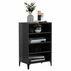 VidaXL Buffet Gris brillant 57x35x90 cm Aggloméré -Buffets & bahuts Soldes image 3 806138