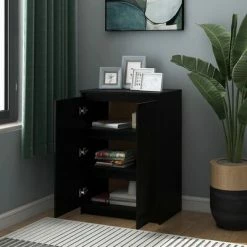 VidaXL Buffet Noir 60x36x84 cm Bois de pin massif -Buffets & bahuts Soldes image 3 808112