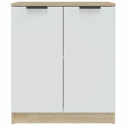 VidaXL Buffet Blanc et chêne sonoma 60x30x70 cm Bois d'ingénierie -Buffets & bahuts Soldes image 3 811066