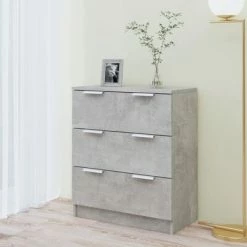 VidaXL Buffet Gris béton 60x30x70 cm Bois d'ingénierie -Buffets & bahuts Soldes image 3 811074
