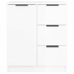 VidaXL Buffet Blanc brillant 60x30x70 cm Bois d'ingénierie -Buffets & bahuts Soldes image 3 811085