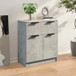 VidaXL Buffet Gris béton 60x30x70 cm Bois d'ingénierie -Buffets & bahuts Soldes image 3 811092