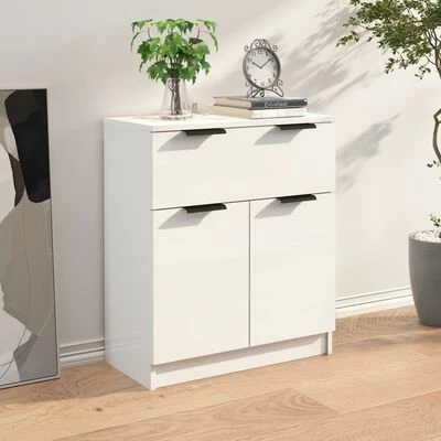 VidaXL Buffet Blanc brillant 60x30x70 cm Bois d'ingénierie 3 VidaXL Buffet Blanc brillant 60x30x70 cm Bois d'ingénierie – Image 3