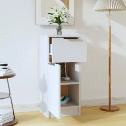 VidaXL Buffet Blanc 30x30x70 cm Bois d'ingénierie -Buffets & bahuts Soldes image 3 811115