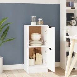 VidaXL Buffet Blanc 30x30x70 cm Bois d'ingénierie -Buffets & bahuts Soldes image 3 811169