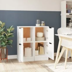 VidaXL Buffets 2 pcs Blanc 30x30x70 cm Bois d'ingénierie -Buffets & bahuts Soldes image 3 811170