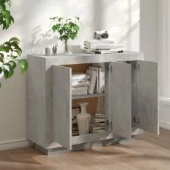 VidaXL Buffet Gris béton 92x35x75 cm Bois d'ingénierie 8 VidaXL Buffet Gris béton 92x35x75 cm Bois d'ingénierie -Buffets & bahuts Soldes image 3 811839