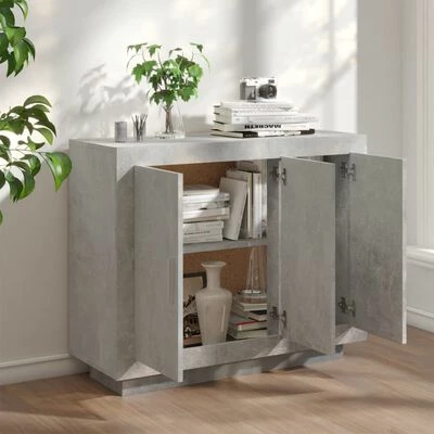 VidaXL Buffet Gris béton 92x35x75 cm Bois d'ingénierie 3 VidaXL Buffet Gris béton 92x35x75 cm Bois d'ingénierie – Image 3