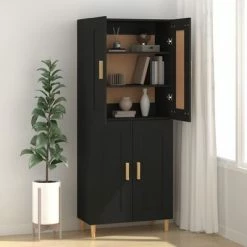 VidaXL Buffet Noir 69,5x34x90 cm Bois d'ingénierie -Buffets & bahuts Soldes image 3 812133