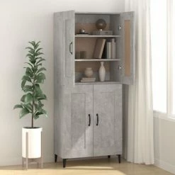 VidaXL Buffet Gris béton 69,5x34x90 cm Bois d'ingénierie -Buffets & bahuts Soldes image 3 812145