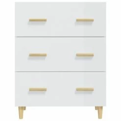VidaXL Buffet Blanc brillant 70x34x90 cm Bois d'ingénierie -Buffets & bahuts Soldes image 3 812156