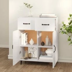 VidaXL Buffet Blanc 69,5x34x90 cm Bois d'ingénierie -Buffets & bahuts Soldes image 3 812195