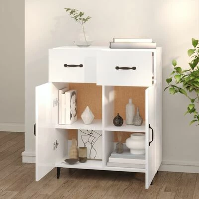 VidaXL Buffet Blanc brillant 69,5x34x90 cm Bois d'ingénierie 3 VidaXL Buffet Blanc brillant 69,5x34x90 cm Bois d'ingénierie – Image 3