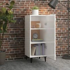 VidaXL Buffet Blanc brillant 34,5x34x90 cm Bois d'ingénierie -Buffets & bahuts Soldes image 3 812336