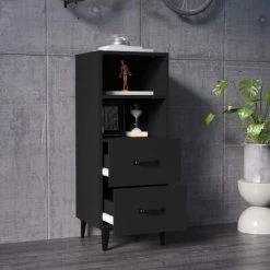 VidaXL Buffet Noir 34,5x34x90 cm Bois d'ingénierie -Buffets & bahuts Soldes image 3 812367