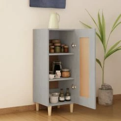 VidaXL Buffet Gris béton 34,5x34x90 cm Bois d'ingénierie -Buffets & bahuts Soldes image 3 812415