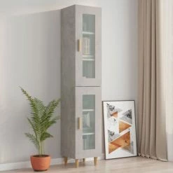 VidaXL Armoire murale suspendue Gris béton 34,5x34x90 cm -Buffets & bahuts Soldes image 3 812451