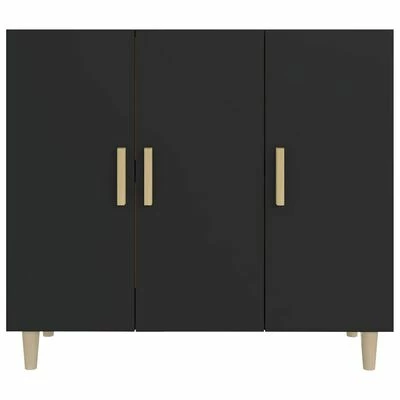 VidaXL Buffet Noir 90x34x80 cm Bois d'ingénierie 3 VidaXL Buffet Noir 90x34x80 cm Bois d'ingénierie – Image 3