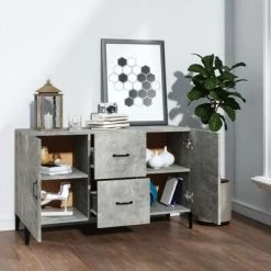 VidaXL Buffet Gris béton 100x36x60 cm Bois d'ingénierie -Buffets & bahuts Soldes image 3 812523