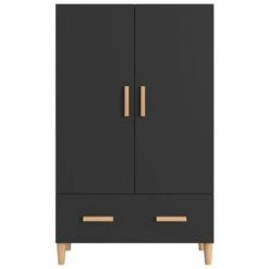 VidaXL Buffet Noir 70x31x115 cm Bois d'ingénierie -Buffets & bahuts Soldes image 3 812529
