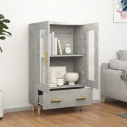 VidaXL Buffet Gris béton 70x31x115 cm Bois d'ingénierie -Buffets & bahuts Soldes image 3 812550