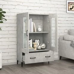 VidaXL Buffet Gris béton 70x31x115 cm Bois d'ingénierie -Buffets & bahuts Soldes image 3 812559