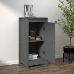 VidaXL Buffet Gris 40x35x80 cm Bois massif de pin -Buffets & bahuts Soldes image 3 813728