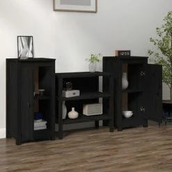 VidaXL Buffets 2 pcs Noir 40x35x80 cm Bois massif de pin 8 VidaXL Buffets 2 pcs Noir 40x35x80 cm Bois massif de pin -Buffets & bahuts Soldes image 3 813733