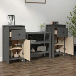 VidaXL Buffets 2 pcs Gris 40x35x80 cm Bois massif de pin 8 VidaXL Buffets 2 pcs Gris 40x35x80 cm Bois massif de pin -Buffets & bahuts Soldes image 3 813759