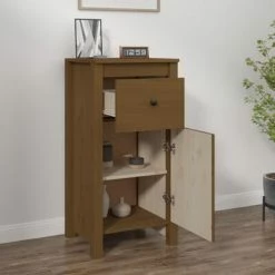 VidaXL Buffet Marron miel 40x35x80 cm Bois massif de pin -Buffets & bahuts Soldes image 3 813760