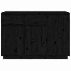 VidaXL Buffet Noir 110x34x75 cm Bois massif de pin -Buffets & bahuts Soldes image 3 814333