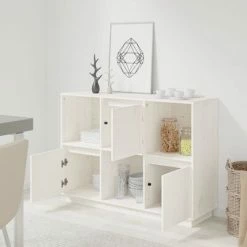 VidaXL Buffet Blanc 110,5x35x80 cm Bois massif de pin 8 VidaXL Buffet Blanc 110,5x35x80 cm Bois massif de pin -Buffets & bahuts Soldes image 3 814355