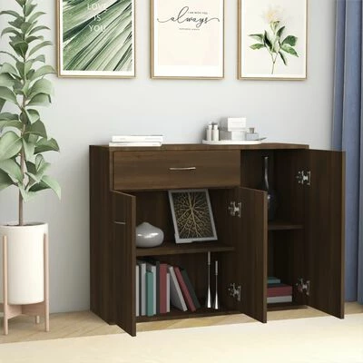VidaXL Buffet Chêne marron 88x30x70 cm Bois d'ingénierie 3 VidaXL Buffet Chêne marron 88x30x70 cm Bois d'ingénierie – Image 3