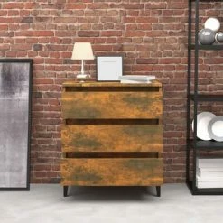 VidaXL Buffet Chêne fumé 60x35x69 cm Bois d'ingénierie -Buffets & bahuts Soldes image 3 815807