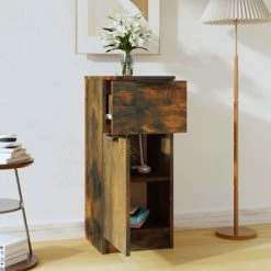 VidaXL Buffet Chêne fumé 30x30x70 cm Bois d'ingénierie -Buffets & bahuts Soldes image 3 817000