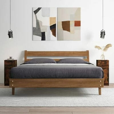 VidaXL Buffets 2 pcs Chêne fumé 30x30x70 cm Bois d'ingénierie 3 VidaXL Buffets 2 pcs Chêne fumé 30x30x70 cm Bois d'ingénierie – Image 3