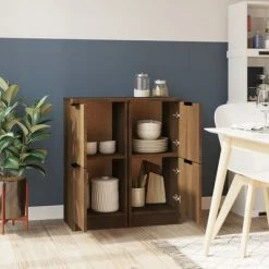 VidaXL Buffets 2 pcs Chêne marron 30x30x70 cm Bois d'ingénierie -Buffets & bahuts Soldes image 3 817023