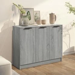 VidaXL Buffet Sonoma gris 90,5x30x70 cm Bois d'ingénierie -Buffets & bahuts Soldes image 3 817025