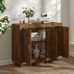 VidaXL Buffet Chêne fumé 92x35x75 cm Bois d'ingénierie -Buffets & bahuts Soldes image 3 817240