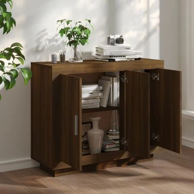 VidaXL Buffet Chêne marron 92x35x75 cm Bois d'ingénierie 3 VidaXL Buffet Chêne marron 92x35x75 cm Bois d'ingénierie – Image 3
