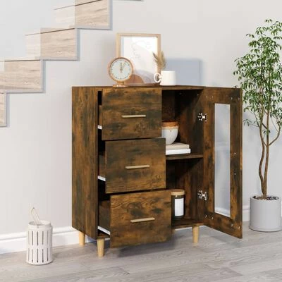 VidaXL Buffet Chêne fumé 69,5x34x90 cm Bois d'ingénierie 3 VidaXL Buffet Chêne fumé 69,5x34x90 cm Bois d'ingénierie – Image 3
