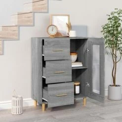 VidaXL Buffet Sonoma gris 69,5x34x90 cm Bois d'ingénierie -Buffets & bahuts Soldes image 3 817364