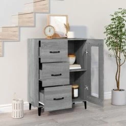 VidaXL Buffet Sonoma gris 69,5x34x90 cm Bois d'ingénierie -Buffets & bahuts Soldes image 3 817367