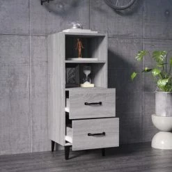 VidaXL Buffet Sonoma gris 34,5x34x90 cm Bois d'ingénierie -Buffets & bahuts Soldes image 3 817418