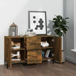 VidaXL Buffet Chêne fumé 100x36x60 cm Bois d'ingénierie -Buffets & bahuts Soldes image 3 817468