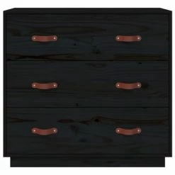 VidaXL Buffet Noir 80x40x75 cm Bois massif de pin -Buffets & bahuts Soldes image 3 820111