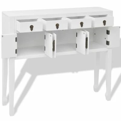 VidaXL Buffet en style chinois en bois massif Blanc 4 VidaXL Buffet en style chinois en bois massif Blanc – Image 4