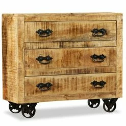 VidaXL Buffet avec 3 tiroirs Bois de manguier brut -Buffets & bahuts Soldes image 4 243989